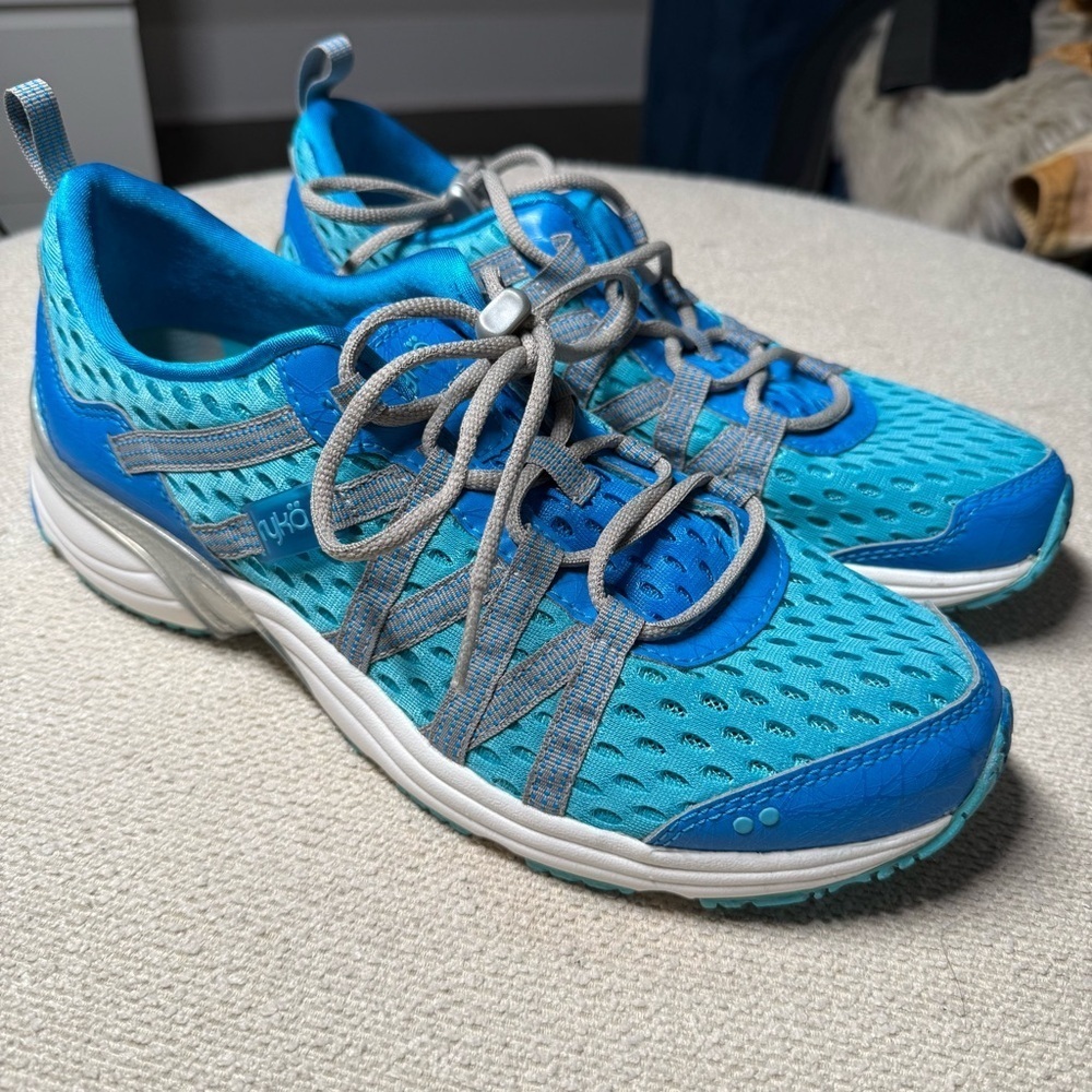 Ryka Hydro Sport Cross Trainer Shoes Turquoise and Gray Mesh Sneakers